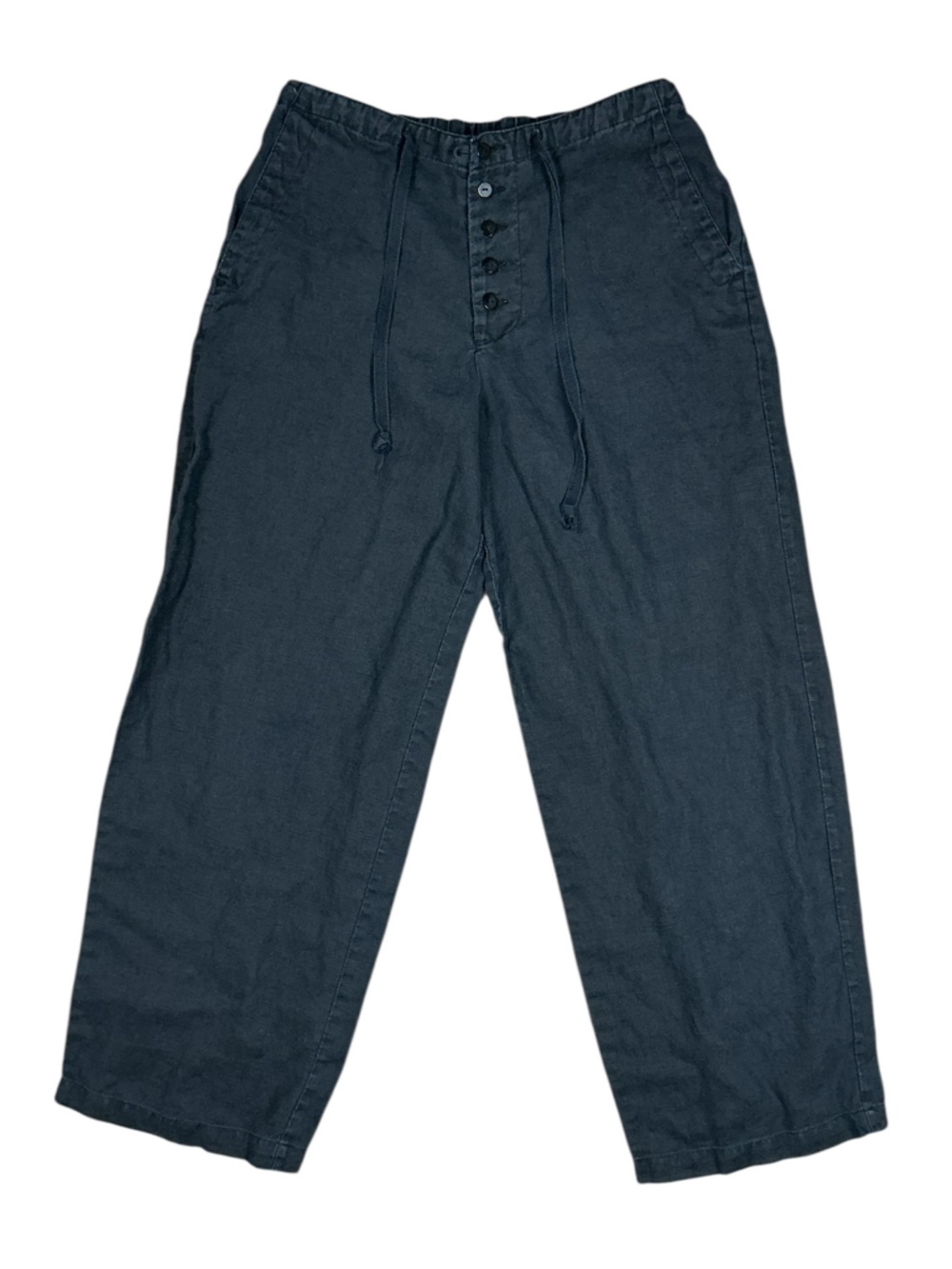 Chadwicks Women's Black 100% Linen Relaxed Straight Leg Pants Size 4P
